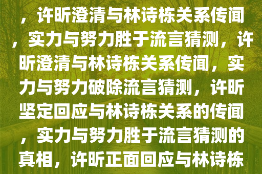许昕反驳关于其与林诗栋关系的传闻，实力与努力胜于流言，许昕澄清与林诗栋关系传闻，实力与努力胜于流言猜测，许昕澄清与林诗栋关系传闻，实力与努力破除流言猜测，许昕坚定回应与林诗栋关系的传闻，实力与努力胜于流言猜测的真相，许昕正面回应与林诗栋关系传闻，实力与努力破除流言