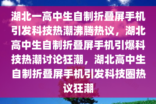 湖北一高中生自制折叠屏手机引发科技热潮沸腾热议，湖北高中生自制折叠屏手机引爆科技热潮讨论狂潮，湖北高中生自制折叠屏手机引发科技圈热议狂潮