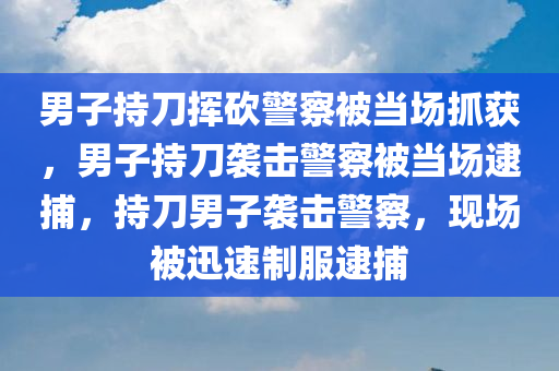 男子持刀挥砍警察被当场抓获，男子持刀袭击警察被当场逮捕，持刀男子袭击警察，现场被迅速制服逮捕