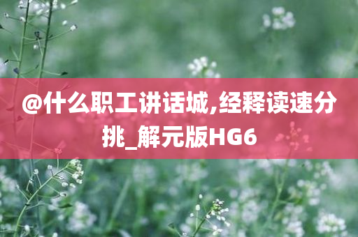 @什么职工讲话城,经释读速分挑_解元版HG6