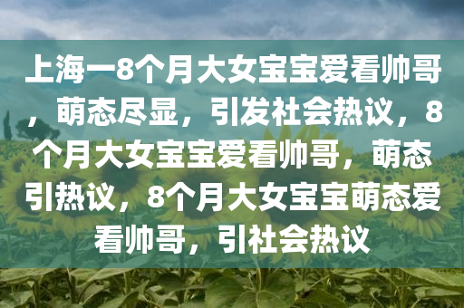 上海一8个月大女宝宝爱看帅哥，萌态尽显，引发社会热议，8个月大女宝宝爱看帅哥，萌态引热议，8个月大女宝宝萌态爱看帅哥，引社会热议