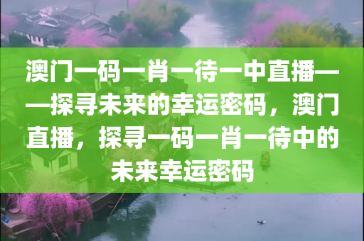 澳门一码一肖一待一中直播——探寻未来的幸运密码，澳门直播，探寻一码一肖一待中的未来幸运密码