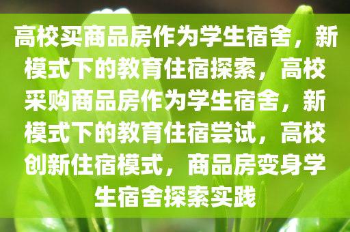 高校买商品房作为学生宿舍，新模式下的教育住宿探索，高校采购商品房作为学生宿舍，新模式下的教育住宿尝试，高校创新住宿模式，商品房变身学生宿舍探索实践