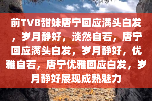 前TVB甜妹唐宁回应满头白发，岁月静好，淡然自若，唐宁回应满头白发，岁月静好，优雅自若，唐宁优雅回应白发，岁月静好展现成熟魅力