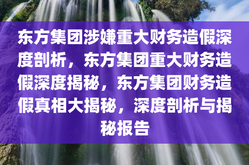 东方集团涉嫌重大财务造假深度剖析，东方集团重大财务造假深度揭秘，东方集团财务造假真相大揭秘，深度剖析与揭秘报告