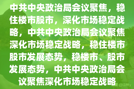 中共中央政治局会议聚焦，稳住楼市股市，深化市场稳定战略，中共中央政治局会议聚焦深化市场稳定战略，稳住楼市股市发展态势，稳楼市、股市发展态势，中共中央政治局会议聚焦深化市场稳定战略