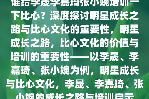 谁给李晟李嘉琦张小婉培训一下比心？深度探讨明星成长之路与比心文化的重要性，明星成长之路，比心文化的价值与培训的重要性——以李晟、李嘉琦、张小婉为例，明星成长与比心文化，李晟、李嘉琦、张小婉的成长之路与培训启示