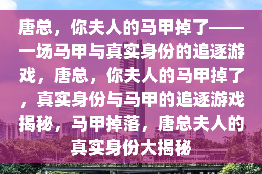 唐总，你夫人的马甲掉了——一场马甲与真实身份的追逐游戏，唐总，你夫人的马甲掉了，真实身份与马甲的追逐游戏揭秘，马甲掉落，唐总夫人的真实身份大揭秘