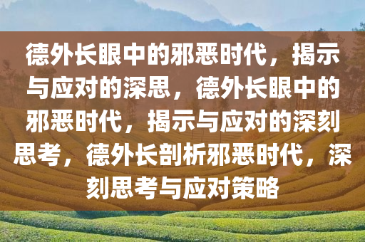 德外长眼中的邪恶时代，揭示与应对的深思，德外长眼中的邪恶时代，揭示与应对的深刻思考，德外长剖析邪恶时代，深刻思考与应对策略