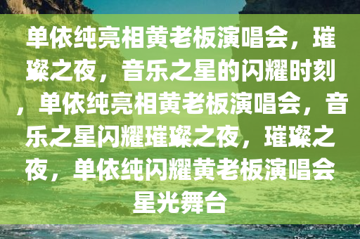 单依纯亮相黄老板演唱会，璀璨之夜，音乐之星的闪耀时刻，单依纯亮相黄老板演唱会，音乐之星闪耀璀璨之夜，璀璨之夜，单依纯闪耀黄老板演唱会星光舞台