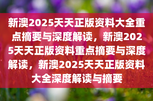 新澳2025天天正版资料大全重点摘要与深度解读，新澳2025天天正版资料重点摘要与深度解读，新澳2025天天正版资料大全深度解读与摘要