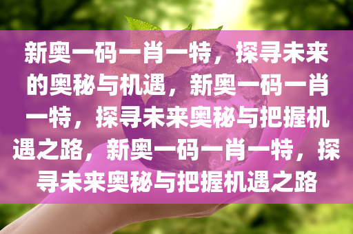 新奥一码一肖一特，探寻未来的奥秘与机遇，新奥一码一肖一特，探寻未来奥秘与把握机遇之路，新奥一码一肖一特，探寻未来奥秘与把握机遇之路
