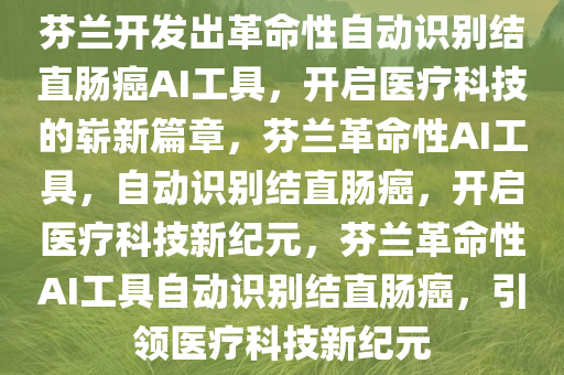 芬兰开发出革命性自动识别结直肠癌AI工具，开启医疗科技的崭新篇章，芬兰革命性AI工具，自动识别结直肠癌，开启医疗科技新纪元，芬兰革命性AI工具自动识别结直肠癌，引领医疗科技新纪元