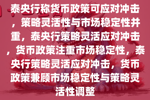 泰央行称货币政策可应对冲击，策略灵活性与市场稳定性并重，泰央行策略灵活应对冲击，货币政策注重市场稳定性，泰央行策略灵活应对冲击，货币政策兼顾市场稳定性与策略灵活性调整