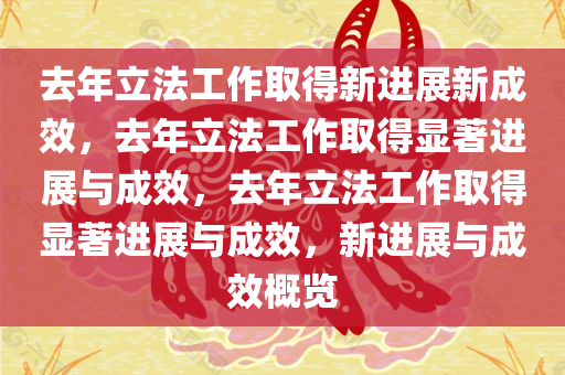 去年立法工作取得新进展新成效，去年立法工作取得显著进展与成效，去年立法工作取得显著进展与成效，新进展与成效概览