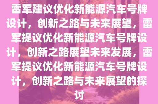 雷军建议优化新能源汽车号牌设计，创新之路与未来展望，雷军提议优化新能源汽车号牌设计，创新之路展望未来发展，雷军提议优化新能源汽车号牌设计，创新之路与未来展望的探讨