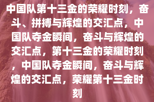 中国队第十三金的荣耀时刻，奋斗、拼搏与辉煌的交汇点，中国队夺金瞬间，奋斗与辉煌的交汇点，第十三金的荣耀时刻，中国队夺金瞬间，奋斗与辉煌的交汇点，荣耀第十三金时刻