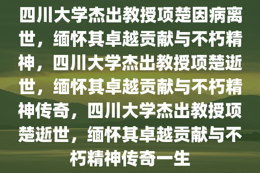 四川大学杰出教授项楚因病去世