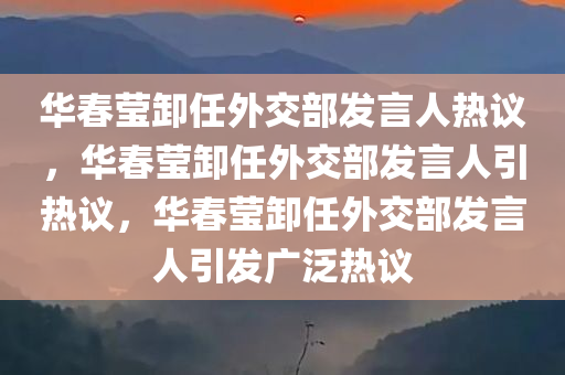 华春莹卸任外交部发言人热议，华春莹卸任外交部发言人引热议，华春莹卸任外交部发言人引发广泛热议