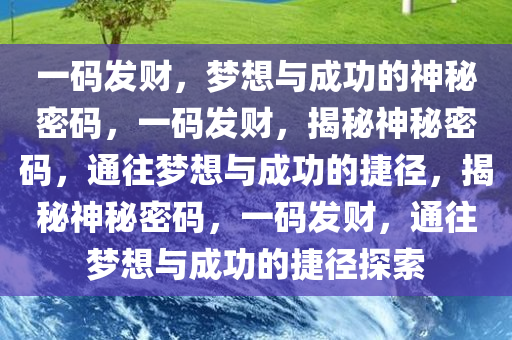 一码发财，梦想与成功的神秘密码，一码发财，揭秘神秘密码，通往梦想与成功的捷径，揭秘神秘密码，一码发财，通往梦想与成功的捷径探索