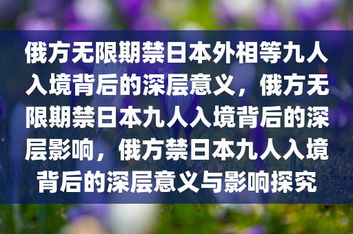 俄方无限期禁日本外相等九人入境背后的深层意义，俄方无限期禁日本九人入境背后的深层影响，俄方禁日本九人入境背后的深层意义与影响探究