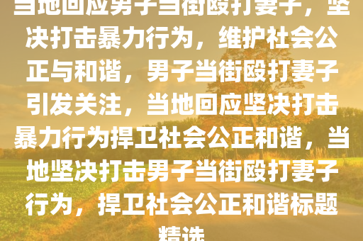 当地回应男子当街殴打妻子，坚决打击暴力行为，维护社会公正与和谐，男子当街殴打妻子引发关注，当地回应坚决打击暴力行为捍卫社会公正和谐，当地坚决打击男子当街殴打妻子行为，捍卫社会公正和谐标题精选