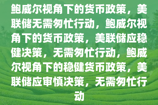 鲍威尔视角下的货币政策，美联储无需匆忙行动，鲍威尔视角下的货币政策，美联储应稳健决策，无需匆忙行动，鲍威尔视角下的稳健货币政策，美联储应审慎决策，无需匆忙行动