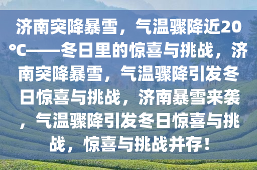 济南突降暴雪，气温骤降近20℃——冬日里的惊喜与挑战，济南突降暴雪，气温骤降引发冬日惊喜与挑战，济南暴雪来袭，气温骤降引发冬日惊喜与挑战，惊喜与挑战并存！