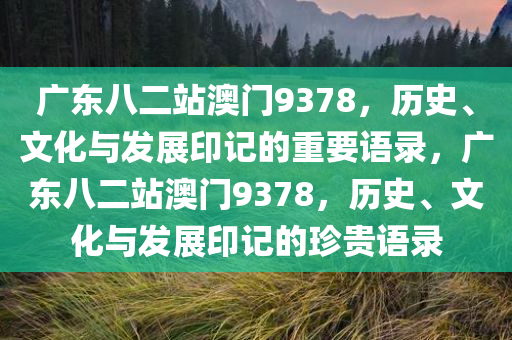 广东八二站澳门9378，历史、文化与发展印记的重要语录，广东八二站澳门9378，历史、文化与发展印记的珍贵语录