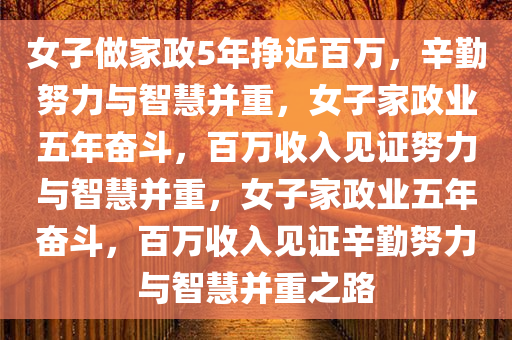 女子做家政5年挣近百万，辛勤努力与智慧并重，女子家政业五年奋斗，百万收入见证努力与智慧并重，女子家政业五年奋斗，百万收入见证辛勤努力与智慧并重之路