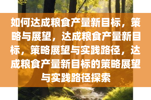 如何达成粮食产量新目标，策略与展望，达成粮食产量新目标，策略展望与实践路径，达成粮食产量新目标的策略展望与实践路径探索