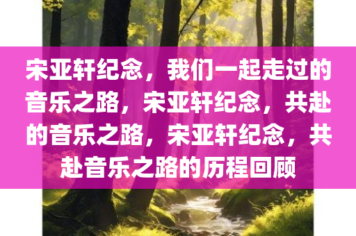 宋亚轩纪念，我们一起走过的音乐之路，宋亚轩纪念，共赴的音乐之路，宋亚轩纪念，共赴音乐之路的历程回顾今晚必出三肖2025_2025新澳门精准免费提供·精确判断