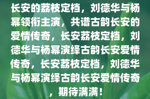 《长安的荔枝》定档 刘德华杨幂主演