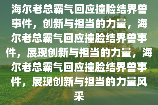 海尔老总霸气回应撞脸结界兽事件，创新与担当的力量，海尔老总霸气回应撞脸结界兽事件，展现创新与担当的力量，海尔老总霸气回应撞脸结界兽事件，展现创新与担当的力量风采