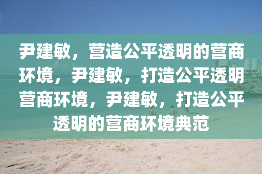 尹建敏，营造公平透明的营商环境，尹建敏，打造公平透明营商环境，尹建敏，打造公平透明的营商环境典范今晚必出三肖2025_2025新澳门精准免费提供·精确判断