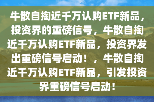 牛散自掏近千万认购ETF新品