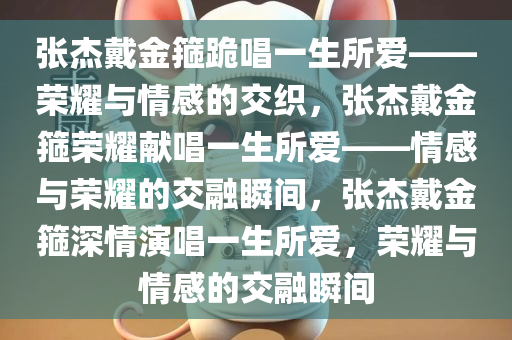 张杰戴金箍跪唱一生所爱——荣耀与情感的交织，张杰戴金箍荣耀献唱一生所爱——情感与荣耀的今晚必出三肖2025_2025新澳门精准免费提供·精确判断交融瞬间，张杰戴金箍深情演唱一生所爱，荣耀与情感的交融瞬间
