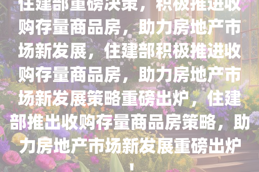 住建部重磅决策，积极推进收购存量商品房，助力房地产市场新发展，住建部积极推进收购存量商品房，助力房地产市场新发展策略重磅出炉，住建部推出收购存量商品房策略，助力房地产市场新发展重磅出炉！