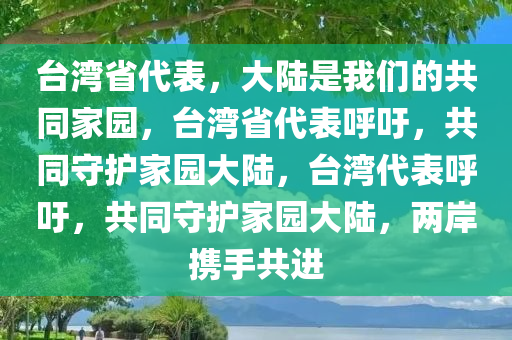 台湾省代表，大陆是我们的共同家园，台湾省代表呼吁，共同守护家园大陆，台湾代表呼吁，共同守护家园大陆，两岸携手共进今晚必出三肖2025_2025新澳门精准免费提供·精确判断