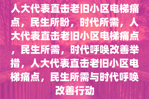 人大代表直击老旧小区电梯痛点，民生所盼今晚必出三肖2025_2025新澳门精准免费提供·精确判断，时代所需，人大代表直击老旧小区电梯痛点，民生所需，时代呼唤改善举措，人大代表直击老旧小区电梯痛点，民生所需与时代呼唤改善行动
