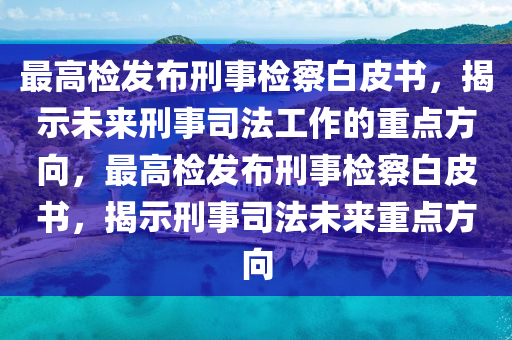 最高检发布刑事检察白皮书，揭示未来刑事司法工作的重点方向，最高检发布刑事检察白皮书，揭示刑事司法未来重点方向今晚必出三肖2025_2025新澳门精准免费提供·精确判断