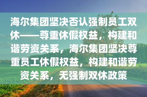 海尔集团坚决否认强制员工双休——尊重休假权益，构建和谐劳资关系，海尔集团坚决尊重员工休假权益，构建和谐劳资关系，无强制双休政策
