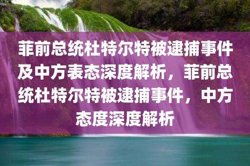 菲前总统杜特尔特被逮捕事件及中方表态深度解析，菲前总统杜特尔特被逮捕事件，中方态度深度解析