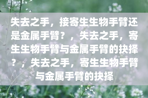 失去之手，接寄生生物手臂还是金属手臂？，失去之手，寄生生物手臂与金属手臂的抉择？，失去之手，寄生生物手臂与金属手臂的抉择