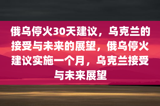 俄乌停火30天建议，乌克兰的接受与未来的展望，俄乌停火建议实施一个月，乌克兰接受与未来展望