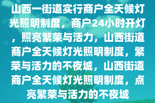 山西一街道实行商户全天候灯光照明制度，商户24小时开灯，照亮繁荣与活力，山西街道商户全天候灯光照明制度，繁荣与活力的不夜城，山西街道商户全天候灯光照明制度，点亮繁荣与活力的不夜城