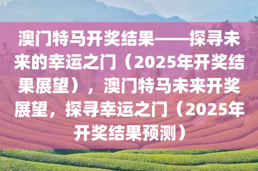澳门特马开奖结果——探寻未来的幸运之门（2025年开奖结果展望），澳门特马未来开奖展望，探寻幸运之门（2025年开奖结果预测）