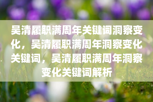 吴清履职满周年关键词洞察变化，吴清履职满周年洞察变化关键词，吴清履职满周年洞察变化关键词解析