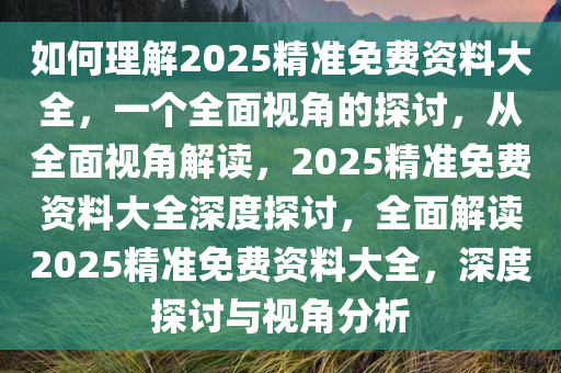 如何理解2025精准免费资料大全，一个全面视角的探讨，从全面视角解读，2025精准免费资料大全深度探讨，全面解读2025精准免费资料大全，深度探讨与视角分析