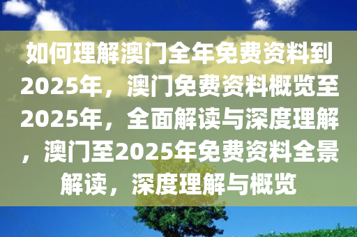 如何理解澳门全年免费资料到2025年，澳门免费资料概览至2025年，全面解读与深度理解，澳门至2025年免费资料全景解读，深度理解与概览